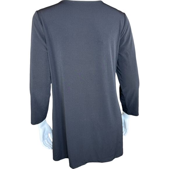 Susan Graver Modern Essentials Liquid Knit A-Line Tunic Black Small - Picture 5 of 11